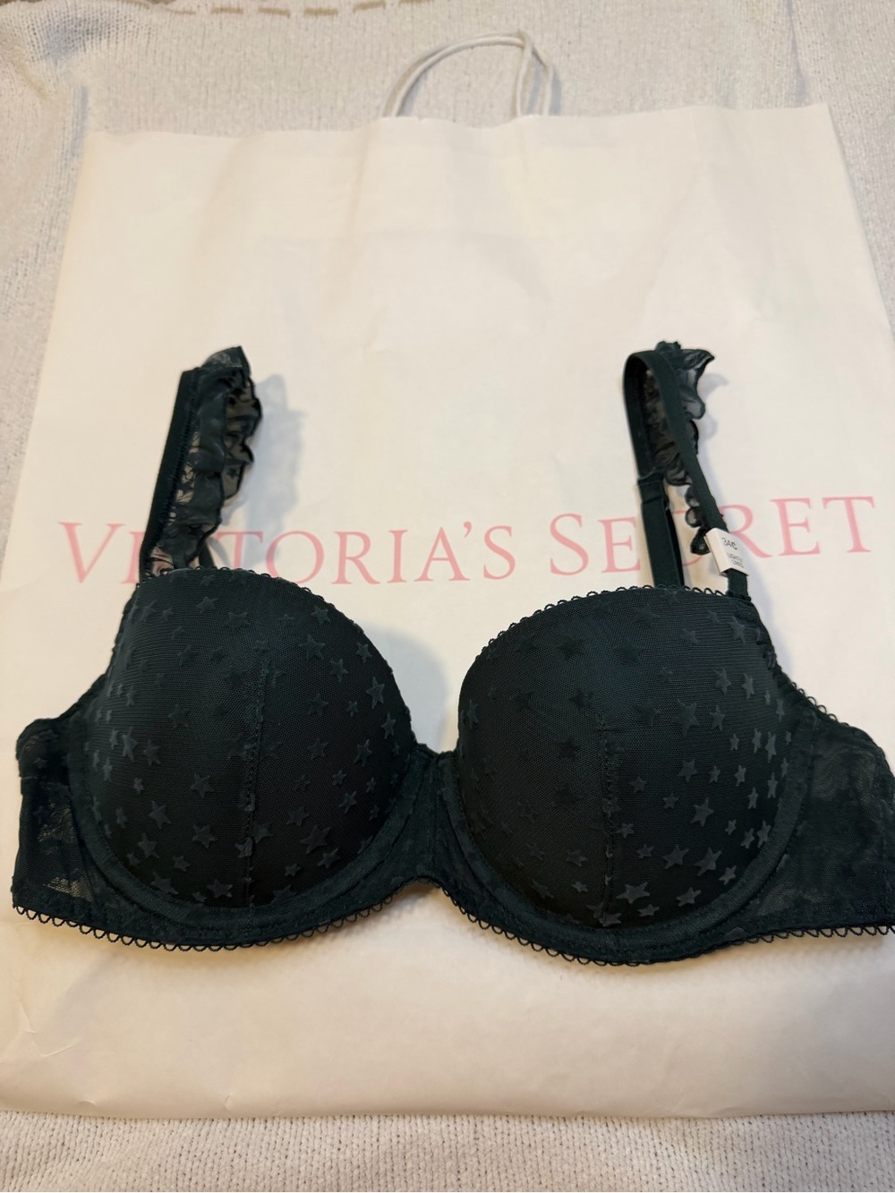 Victoria’s Secret Dark Green Star Mesh Lightly Lined Balconette Bra 34C